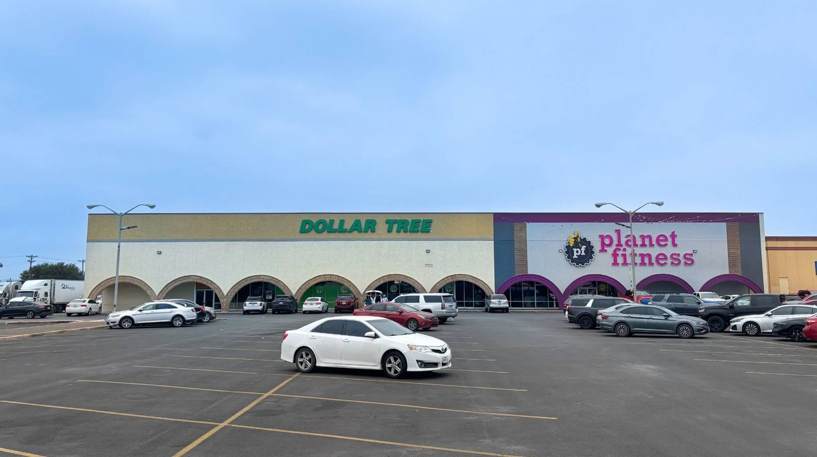 Dollar Tree and Planet Fitness storefronts at 1700 S. 23rd Street, McAllen, Texas